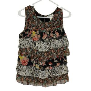 LUXE by NYC Small Layered Ruffled Sleeveless Blouse Chiffon Cottagecore Boho